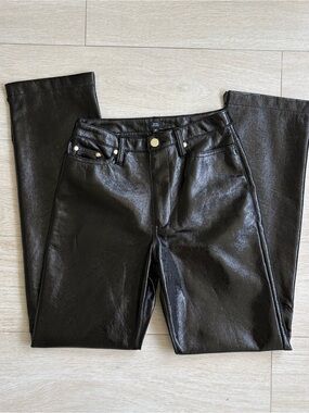 River Island Black Faux Leather Straight Leg Pants